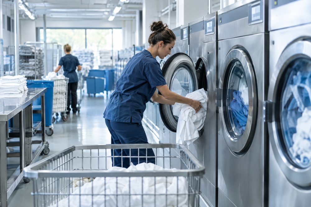 A clean commercial laundry operation